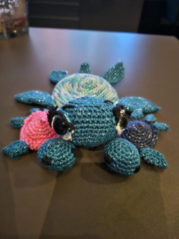 Famille de tortues scintillantes au crochet fait main 🐢✨